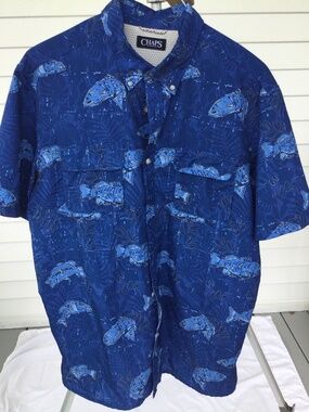 Chaps Men’s Short Sleeve Fishing Shirt, Size XL